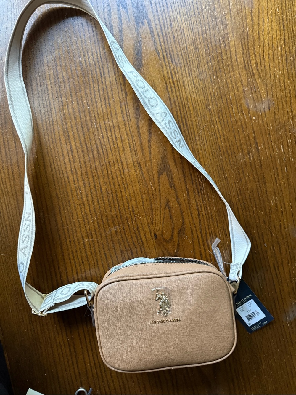 U.S. Polo Assn. Beige Crossbody Camera Bag with Branded Strap